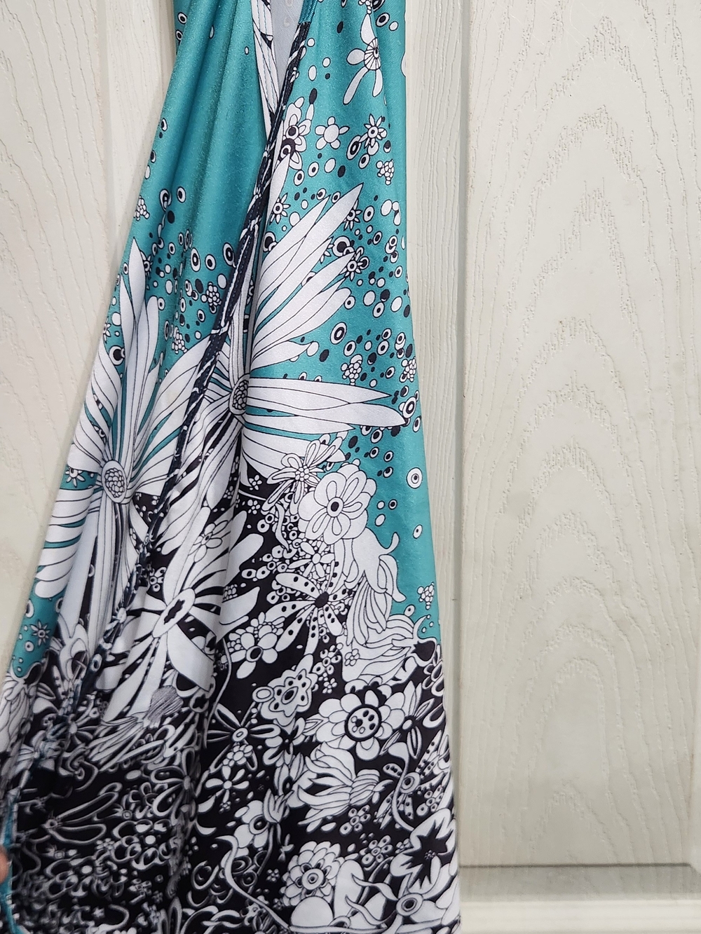 Floral Print Aqua and Black Women's Beach Wrap Dress
